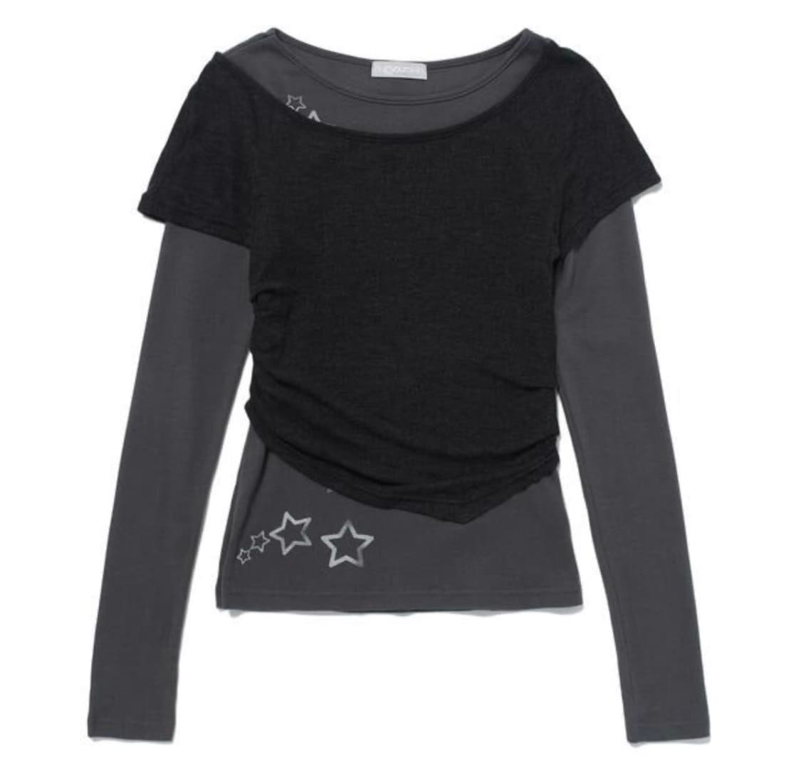 허그유어스킨 레이어드 티 챠콜  상품이미지1