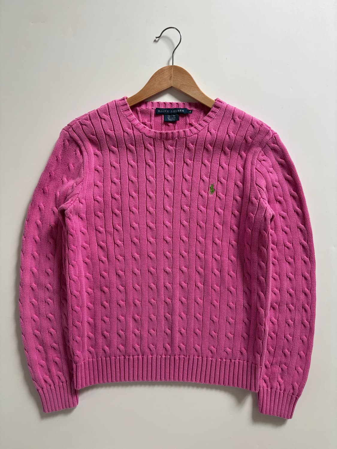 Polo 랄프로렌 우먼 핑크 컬러 코튼 케이블 니트 상품이미지1