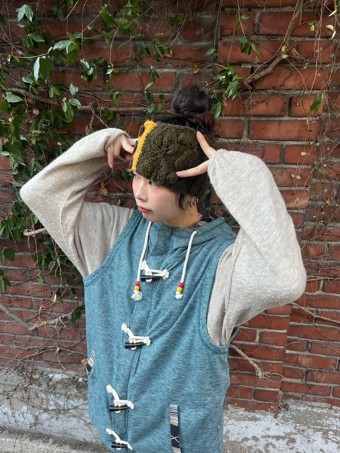 히피무드 단추 케이블 헤어밴드 상품이미지2