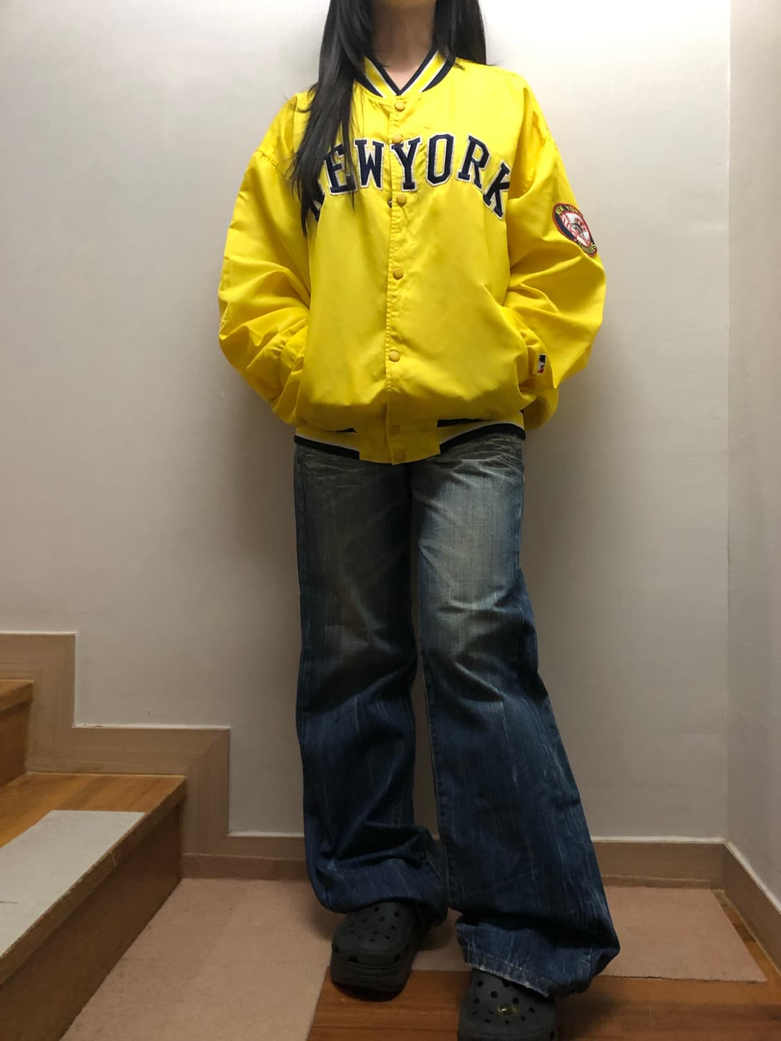 빈티지 에비수 레드 패치 데님 팬츠 상품이미지6