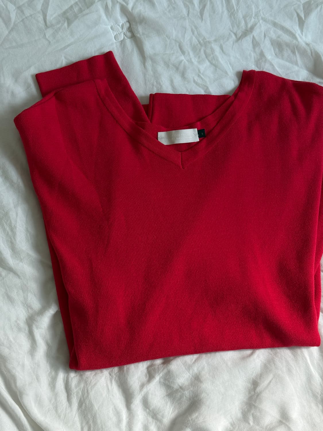 아모멘토 투웨이 넥 풀오버 니트 레드 L size 상품이미지1