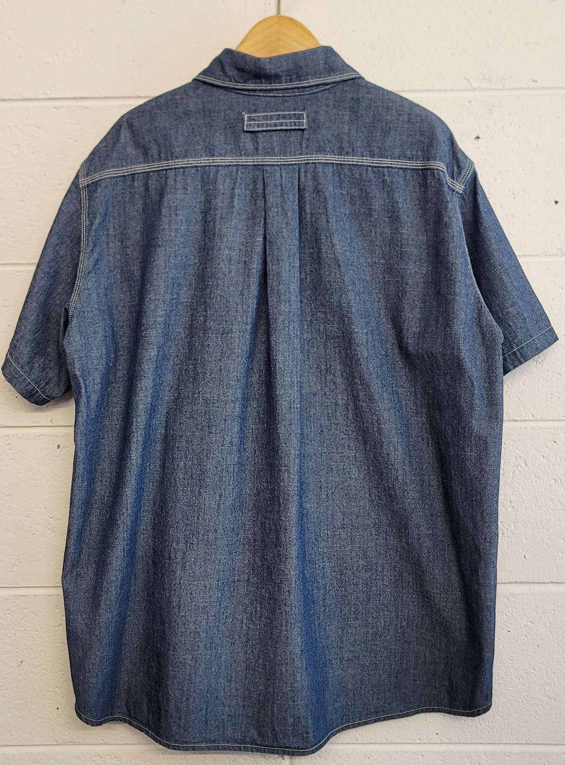 에스피오나지(ESPIONAGE) 루즈핏 반팔 샴브레이 워크셔츠 판매 상품이미지2