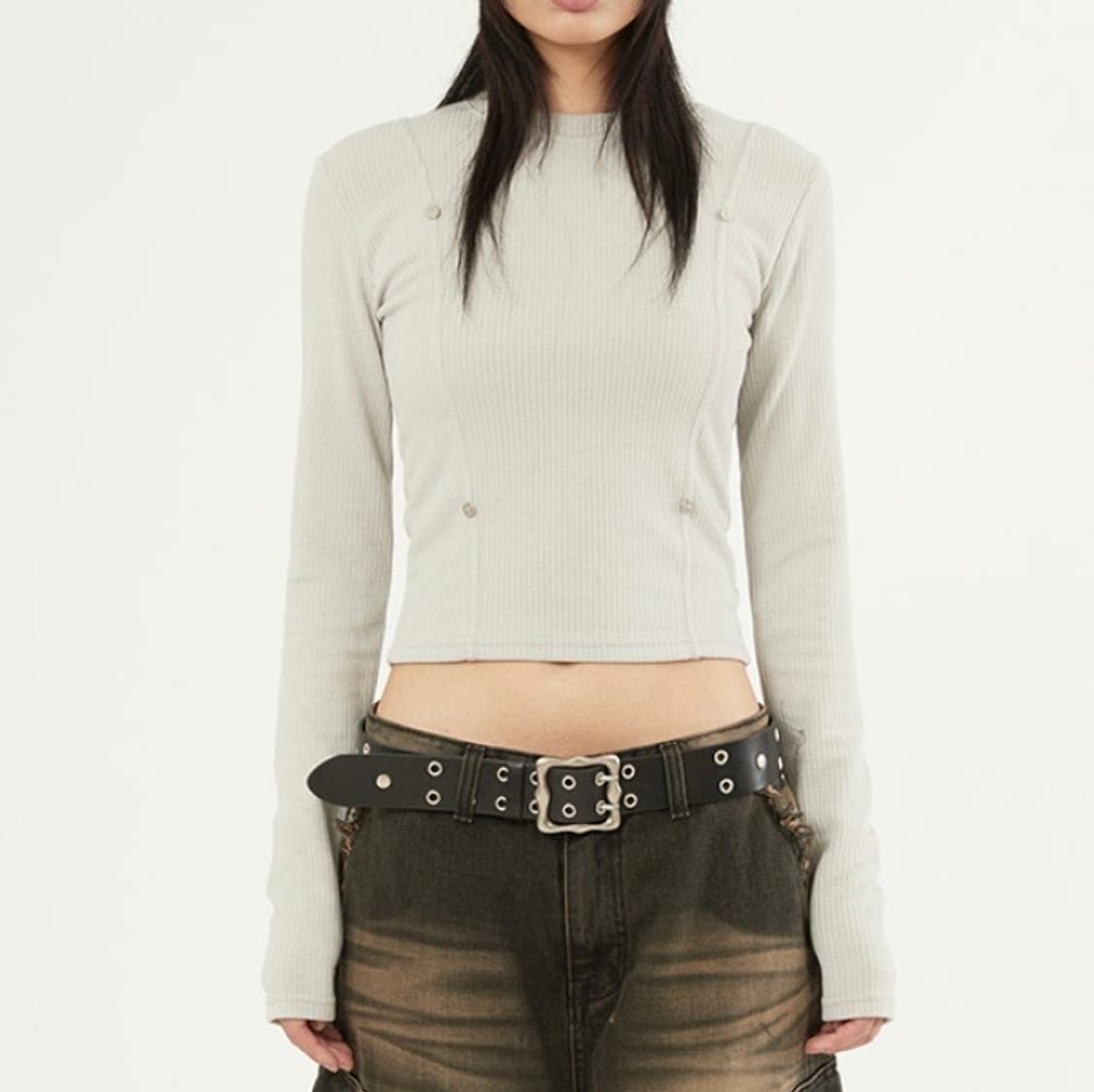 라우코하우스 리브드 아일렛 슬리브 워머 롱 슬리브 아이보리 상품이미지1