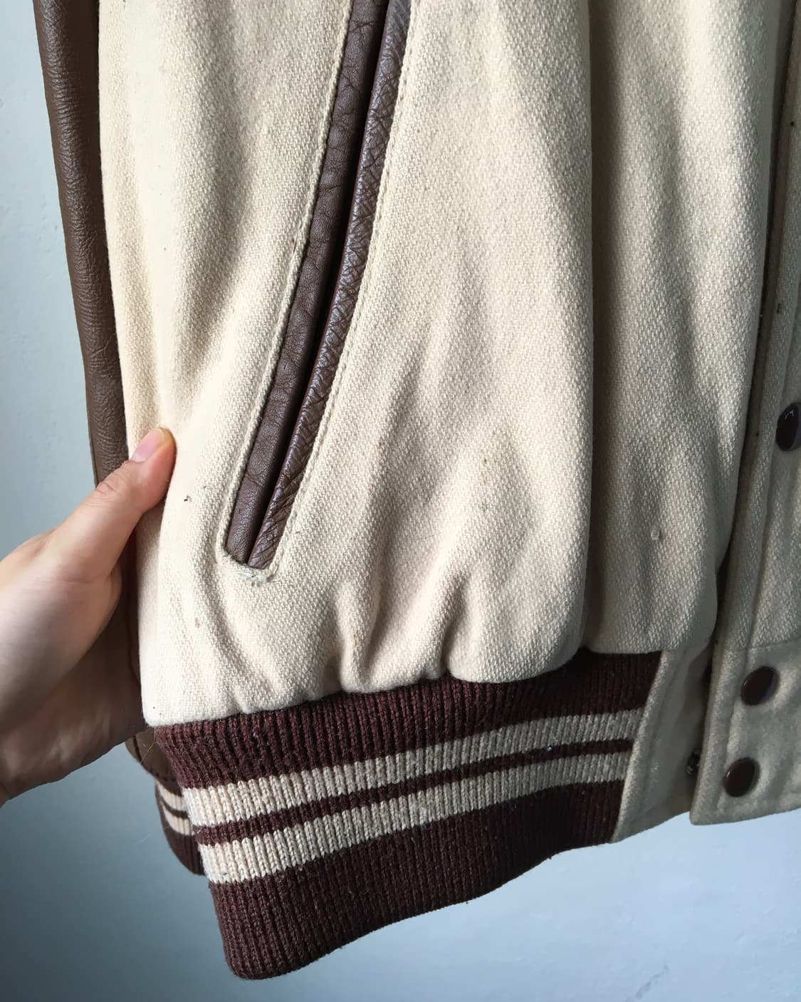 Leather layer varsity jacket 상품이미지5