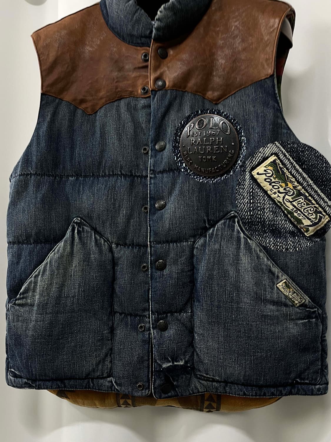 폴로 랄프로렌 사우스 웨스턴 레더 요크 아즈텍 데님 베스트 자켓 상품이미지6