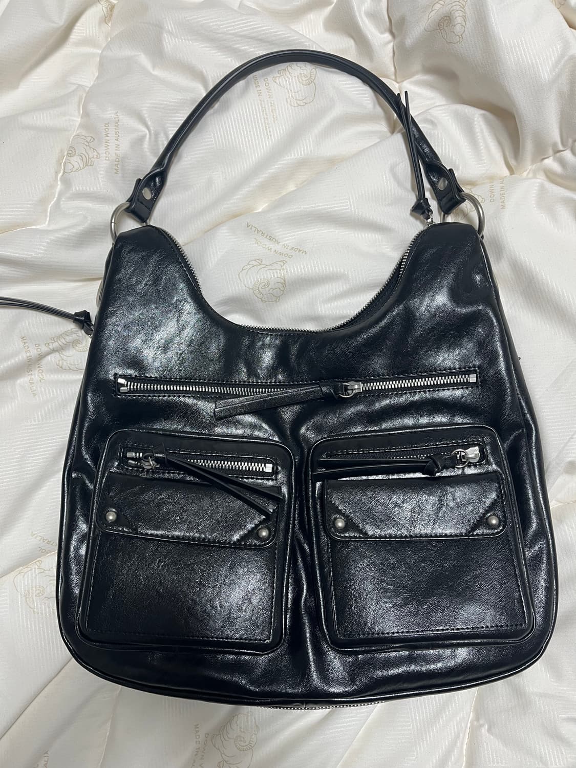 썬번프로젝트 더블 포켓 숄더백 블랙 새상품 컨디션 상품이미지5