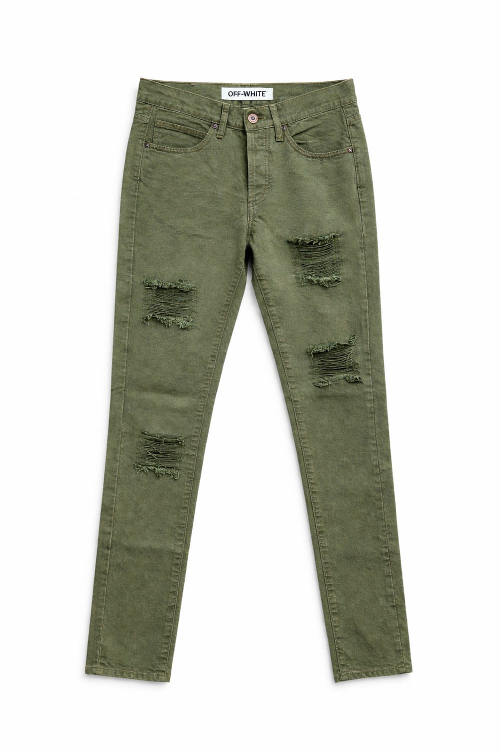오프화이트 디스트로이드 데님 팬츠 카키 28 상품이미지1