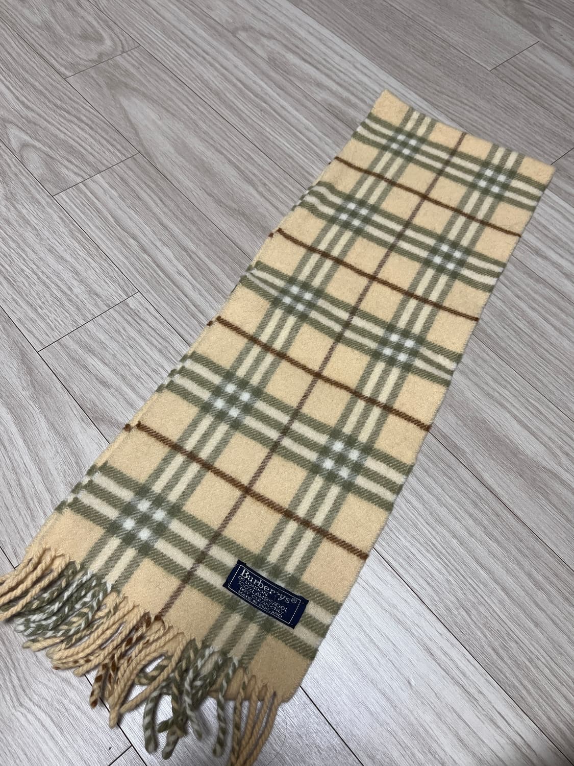 버버리 램스울100 머플러 유니크 옐로우베이지 체크 상품이미지1