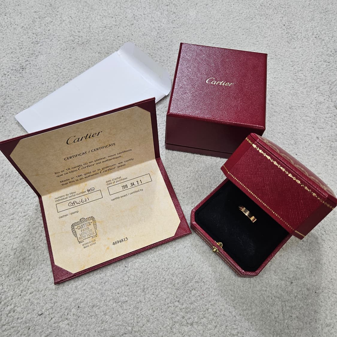 까르띠에 c드링 핑크 골드 18k 53호 4mm 상품이미지1