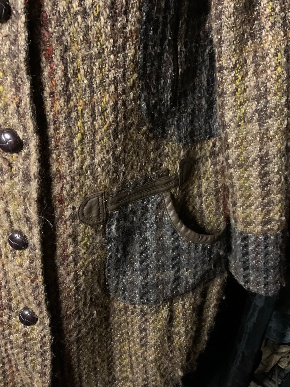 y2k 브라운 퍼 체크 롱코트 상품이미지2