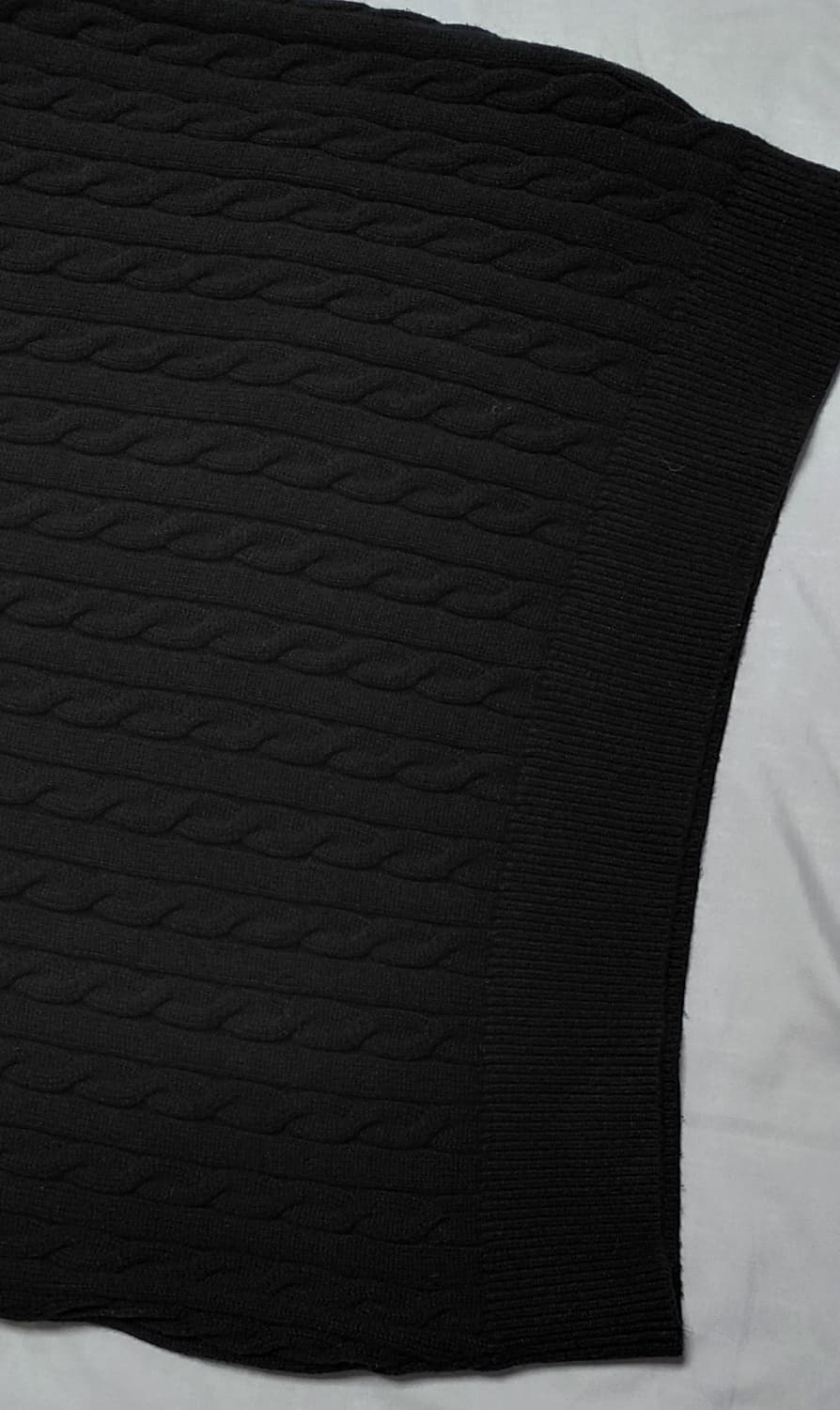 [XXL] 미나브(minav) 케이블 니트 카라 반팔 티셔츠 (블랙) 상품이미지4