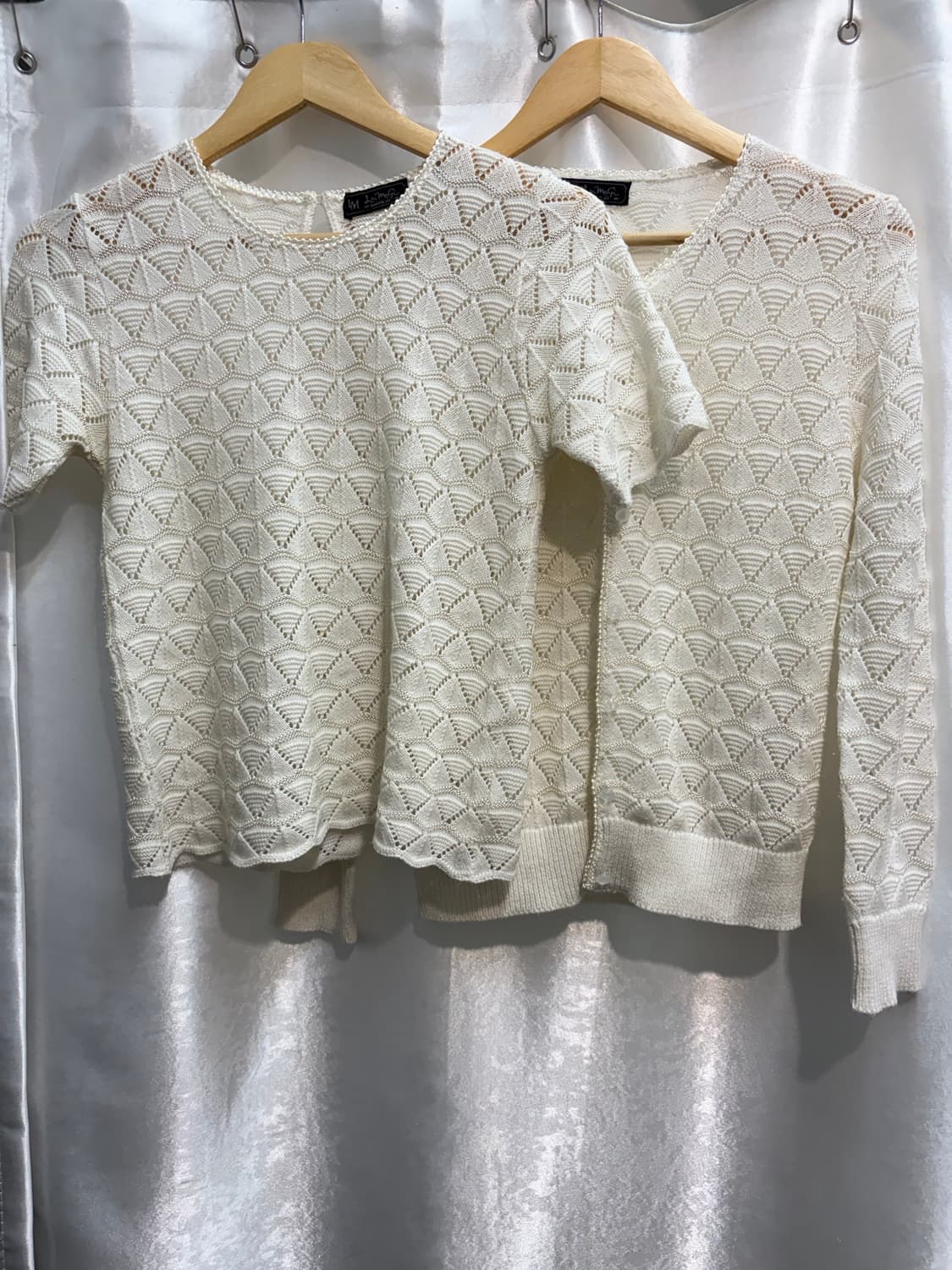 화이트 펀칭 레이스 반팔 가디건 세트 상품이미지4