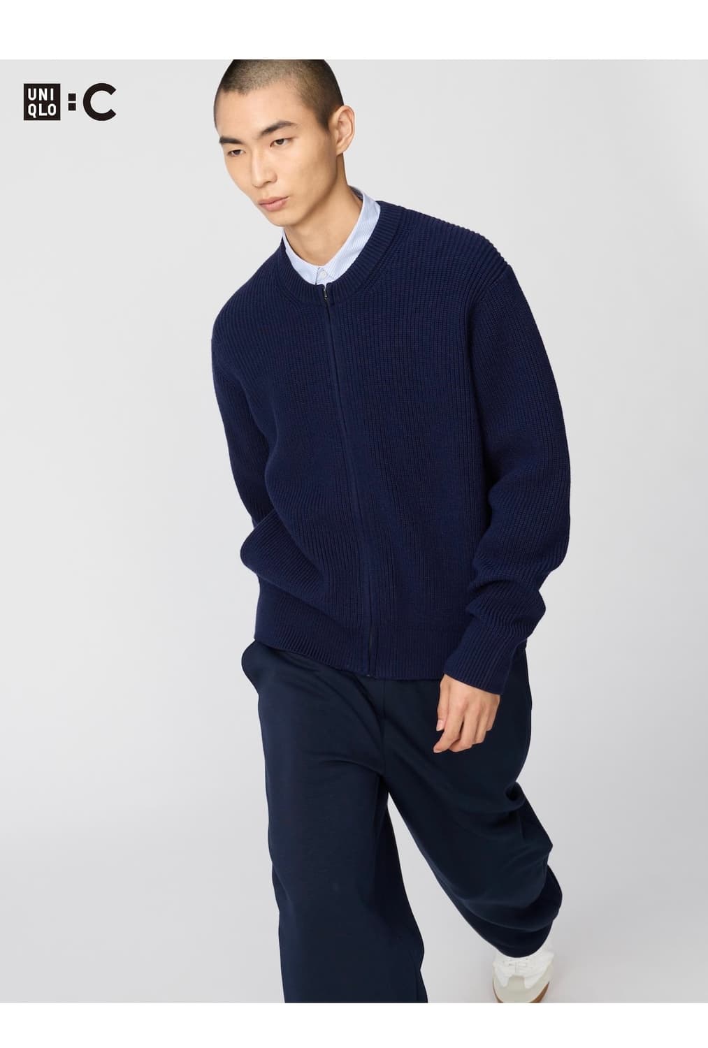 [새상품/M] 유니클로C 크루넥 풀집 가디건 상품이미지1