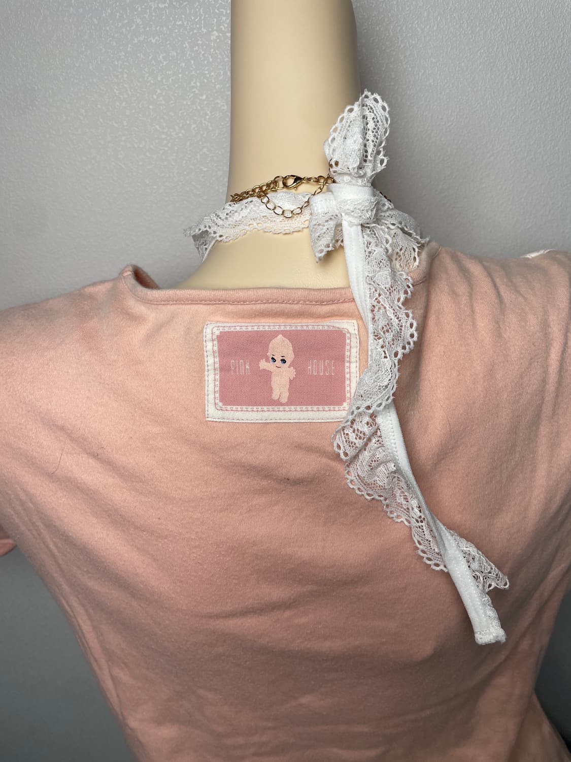 빈티지 핑크 하우스 패치 반팔티셔츠 상품이미지4