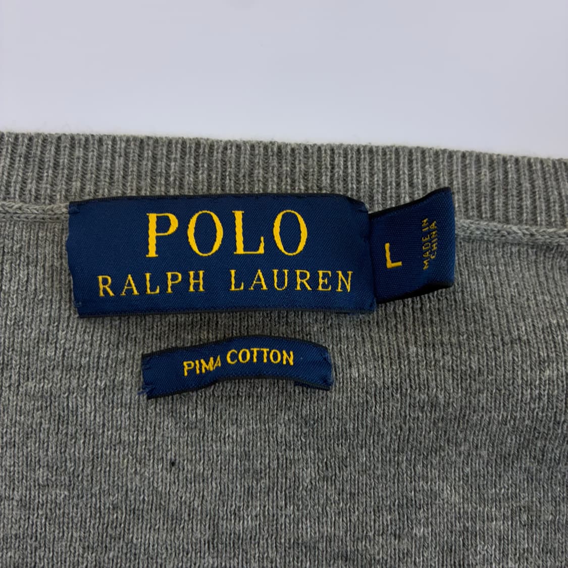 Polo  폴로 랄프로렌 자수 피마코튼 그레이 브이넥 니트 상품이미지4