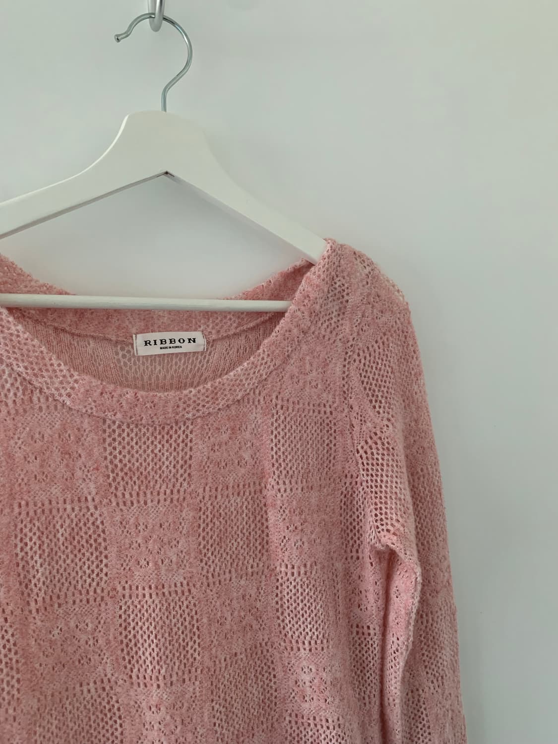 핑크 스퀘어 패턴 니트 상품이미지2