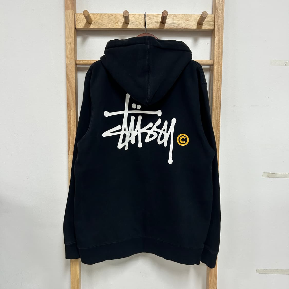 00's 스투시 스탁로고 베이직 후드집업 블랙 상품이미지6
