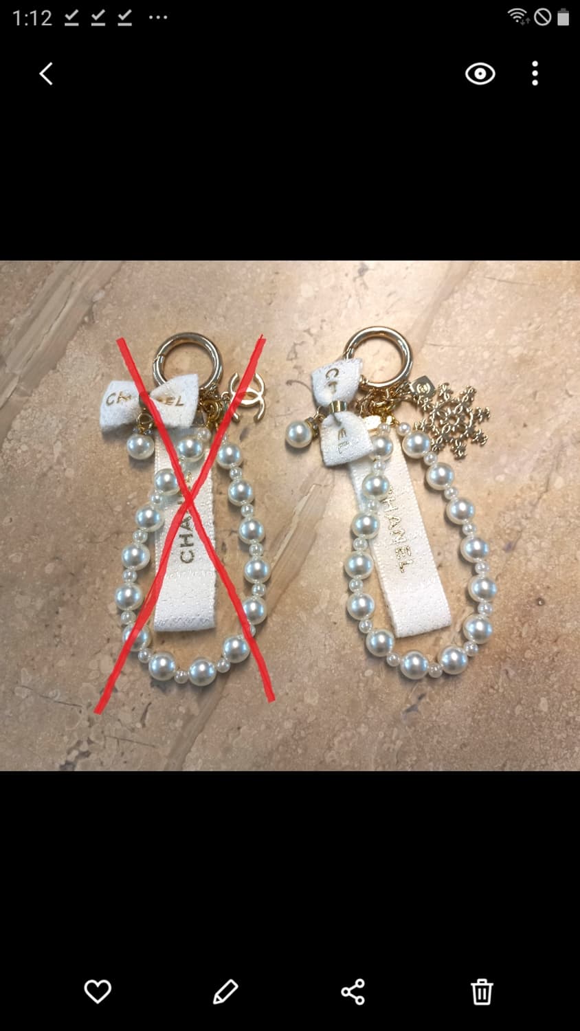 샤넬 CHANEL 화이트펄 키링 2종 (새제품) 상품이미지1