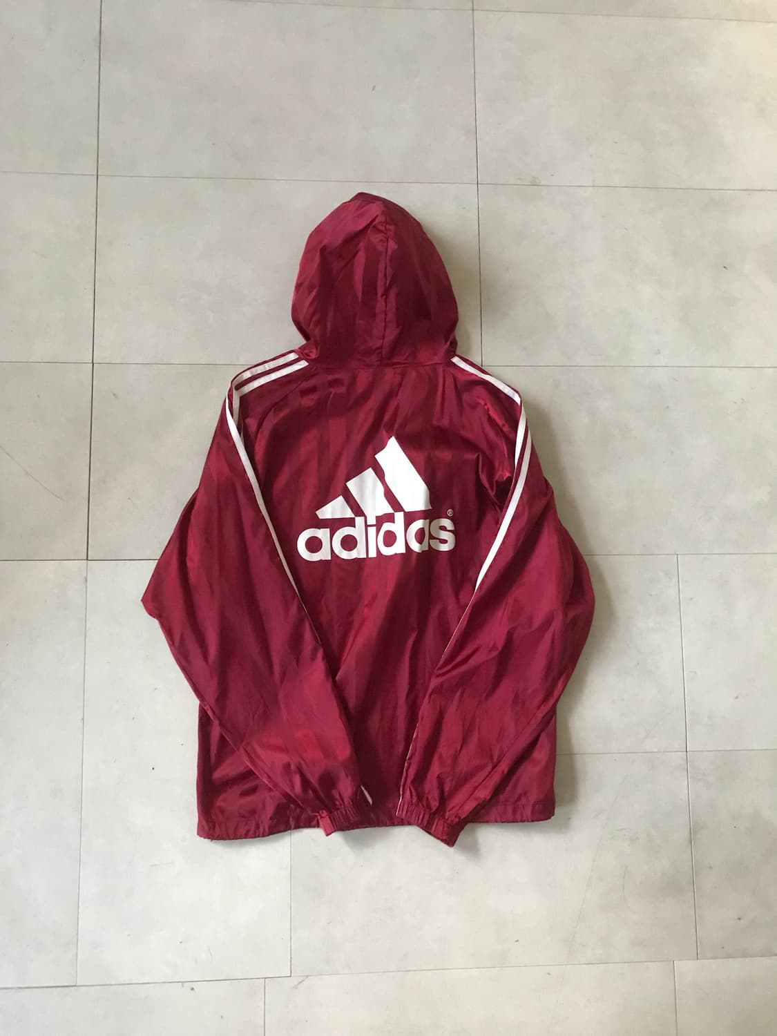 아디다스 00s 버건디 빅로고 나일론 후드티 상품이미지7