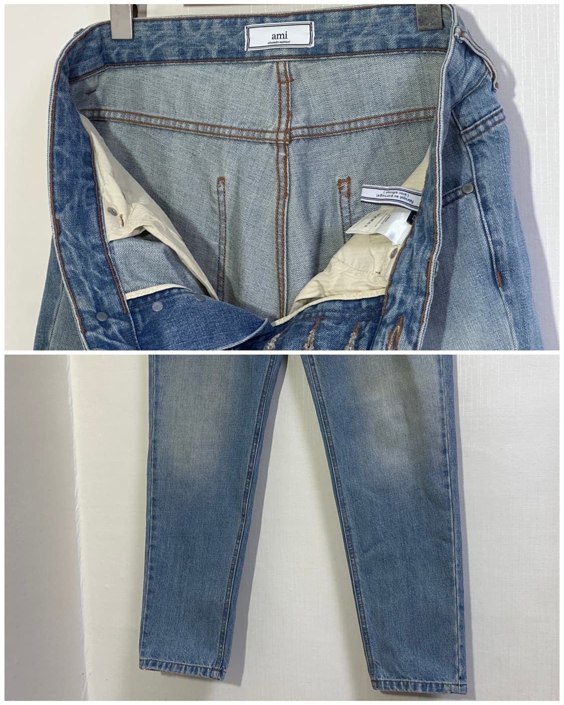 AMI 아미 백 가죽패치 청바지 데님 워싱 진 31(29) 연청 상품이미지3