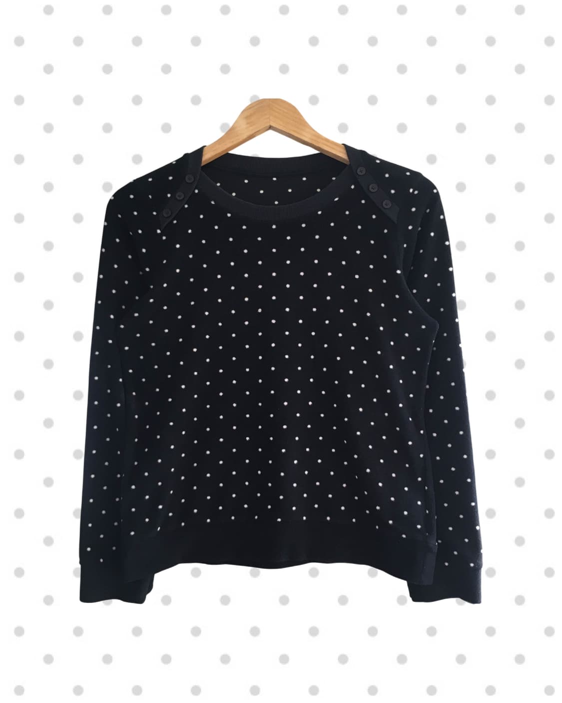 vintage dot button shoulder knit black 상품이미지4