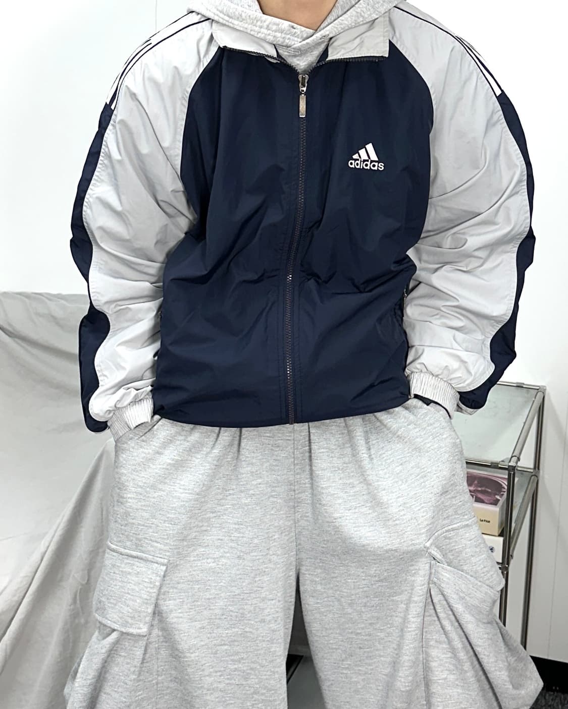 아디다스 90s 네이비 그레이 바람막이 L 상품이미지1