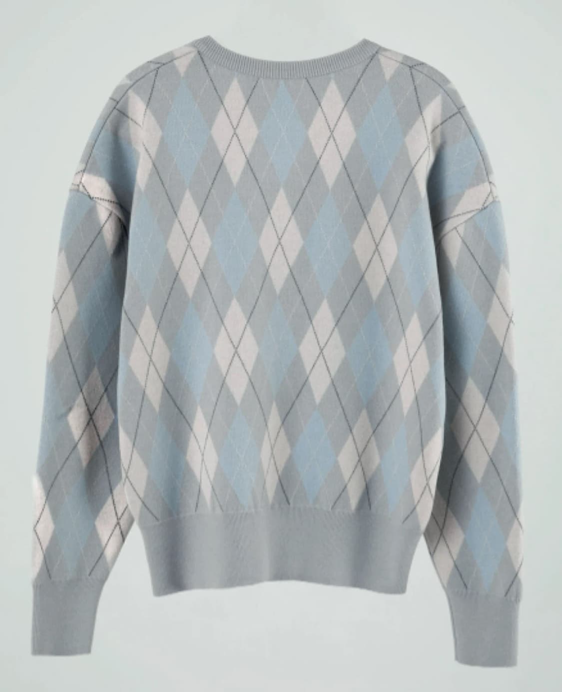 오버듀플레어 클래식 아가일 니트 페일블루 상품이미지4