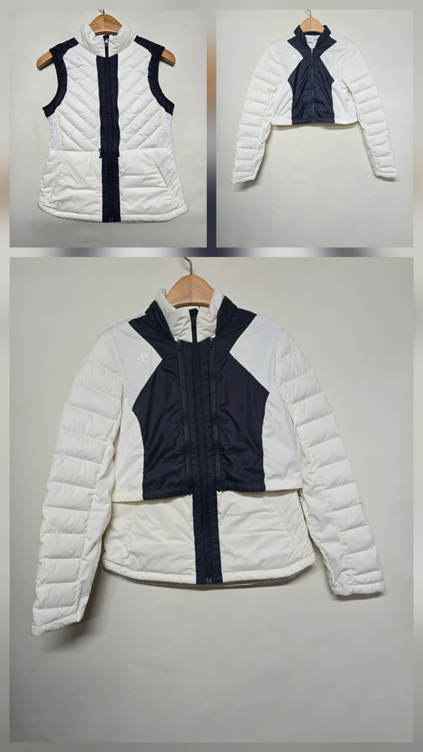 데상트 골프 화이트 /네이비  구스패딩 조끼 + 구스크롭세트M 상품이미지1