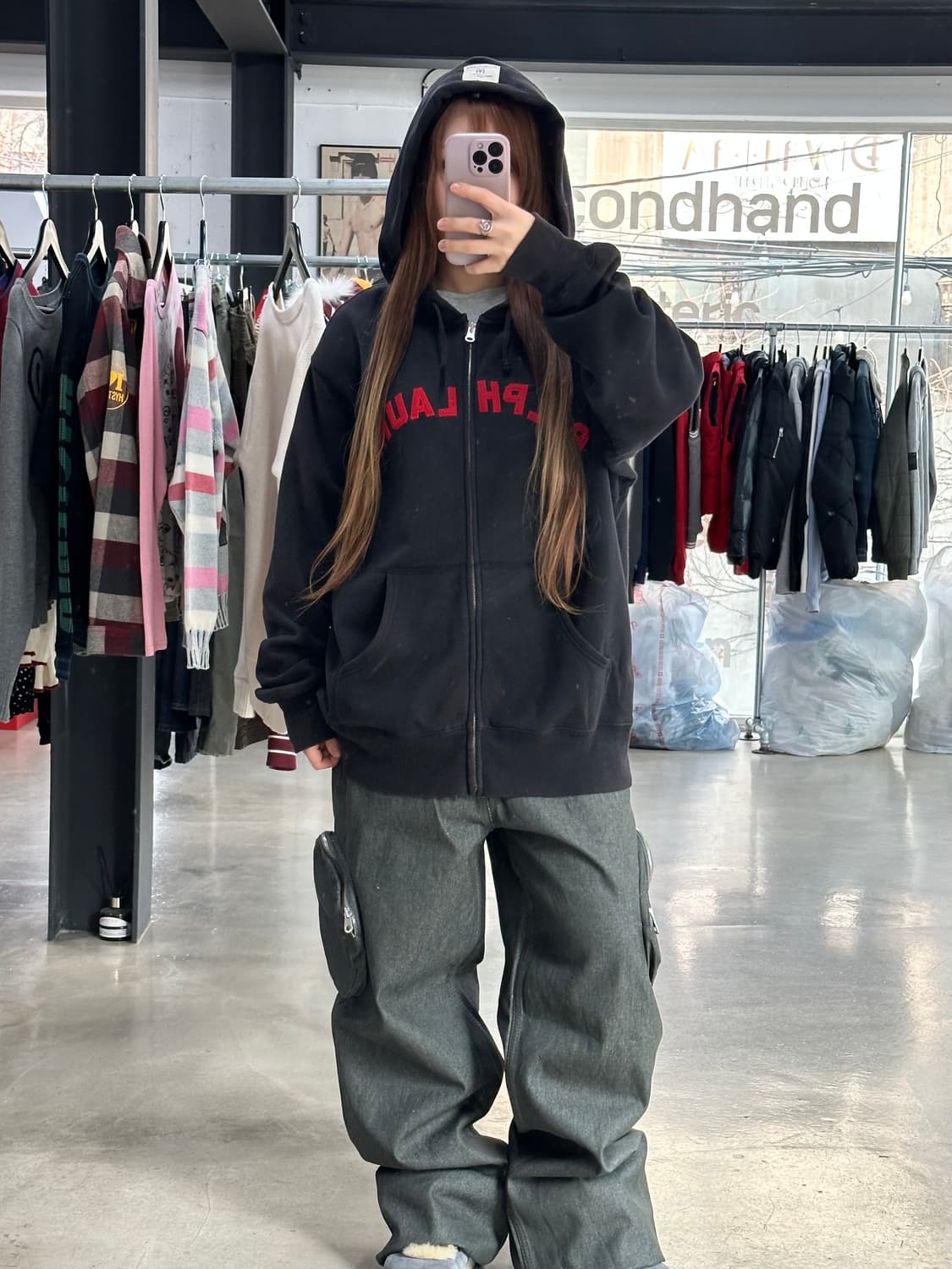 폴로랄프로렌 진스 스펠자수 코튼 후드집업 상품이미지2