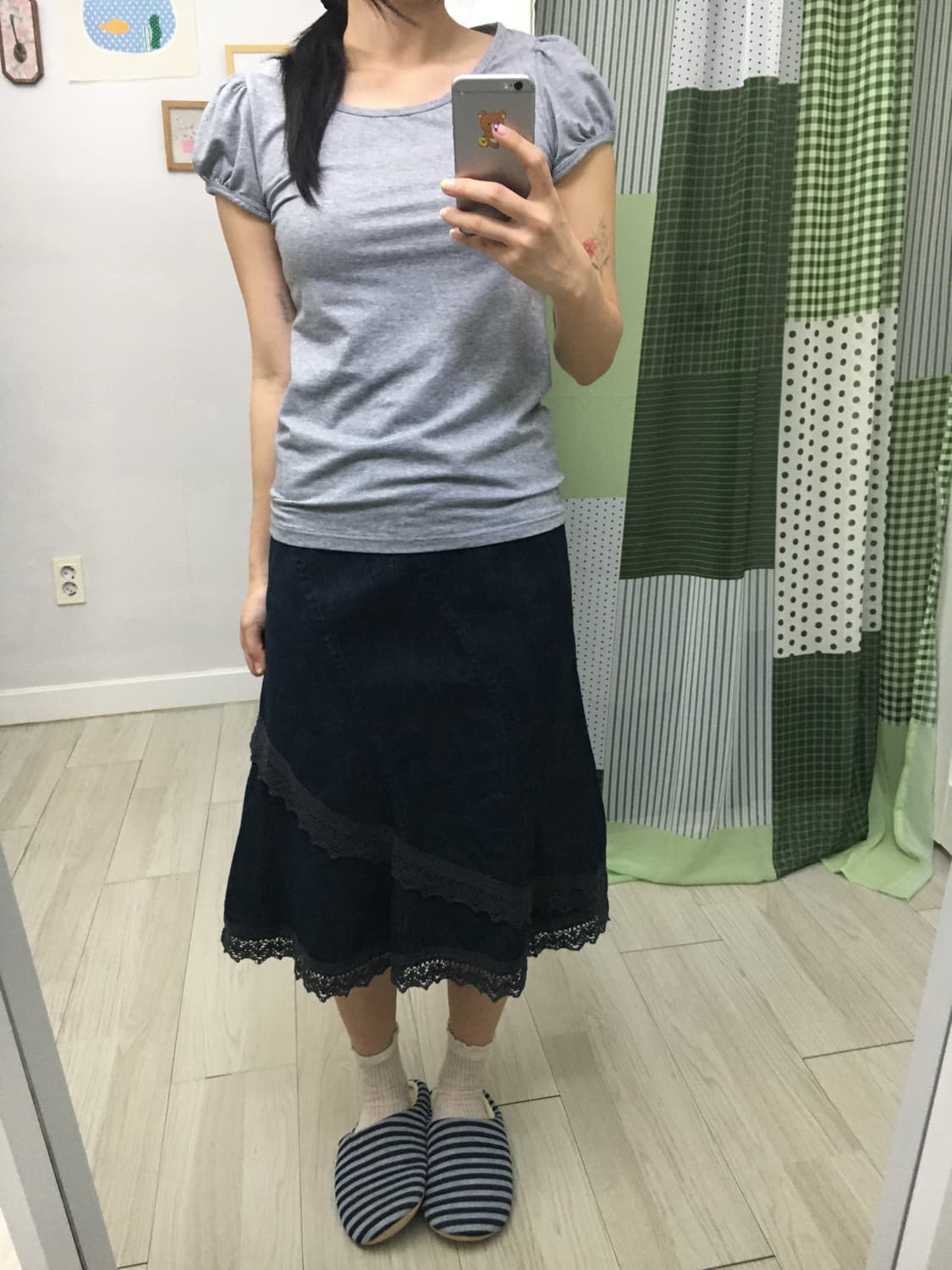 크로쉐 포인트 데님 스커트 상품이미지8