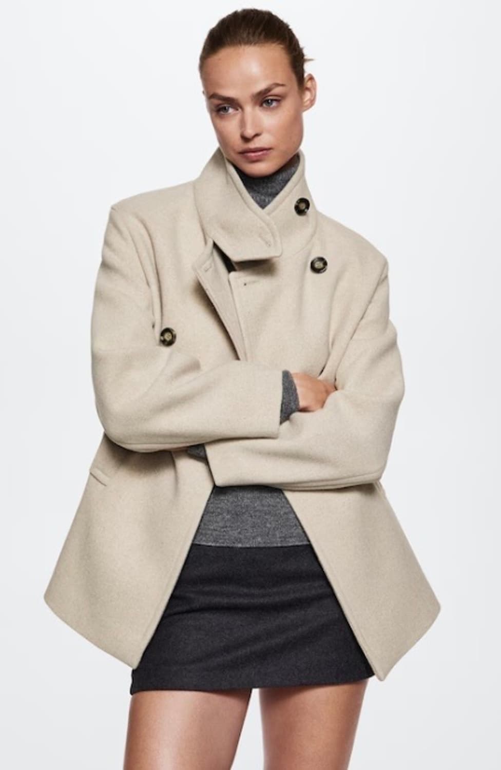 mango 망고 울 퍼넥 넥코트 하프코트 상품이미지1