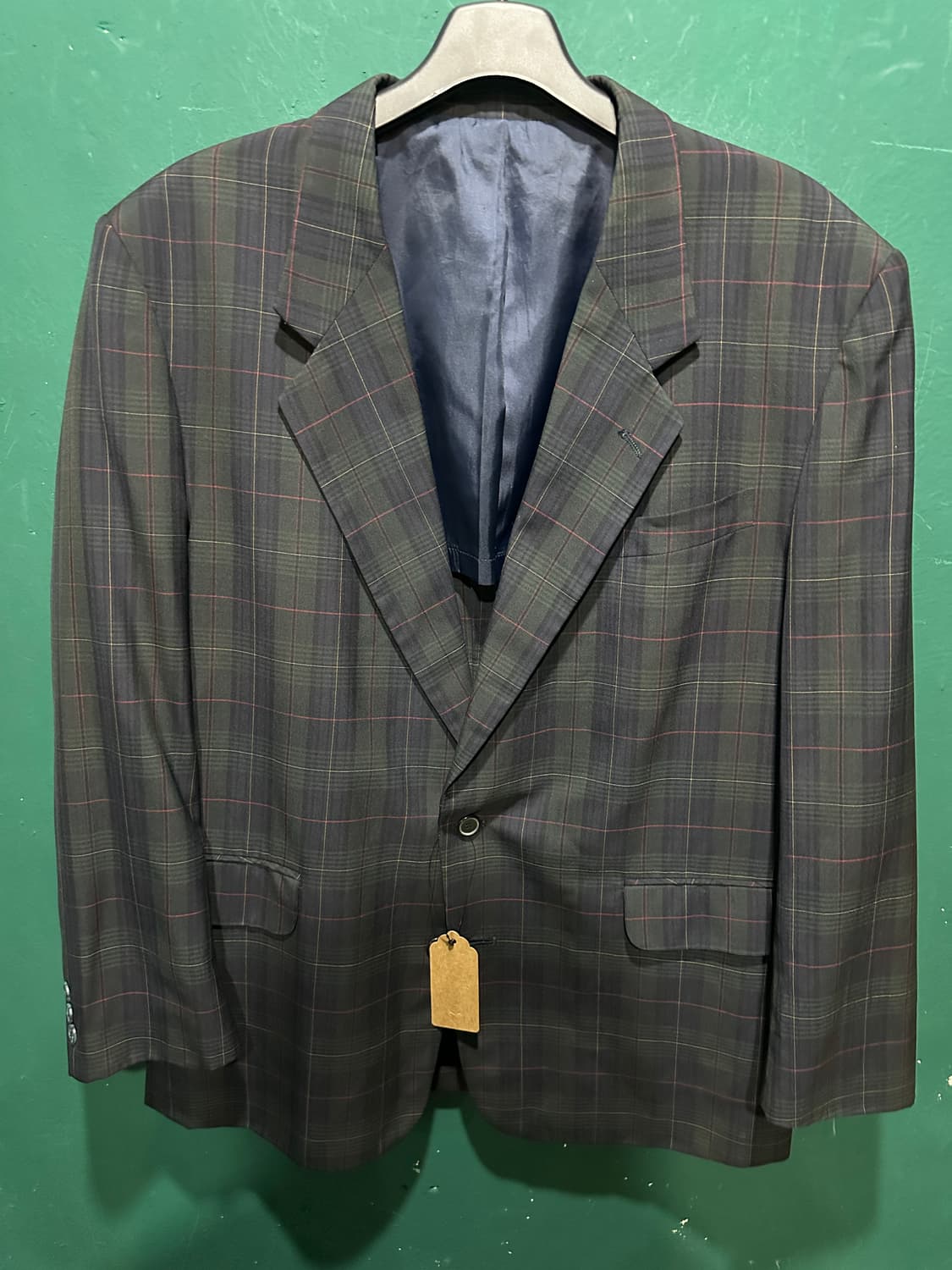 입생로랑 체크 블레이져 그린 상품이미지1