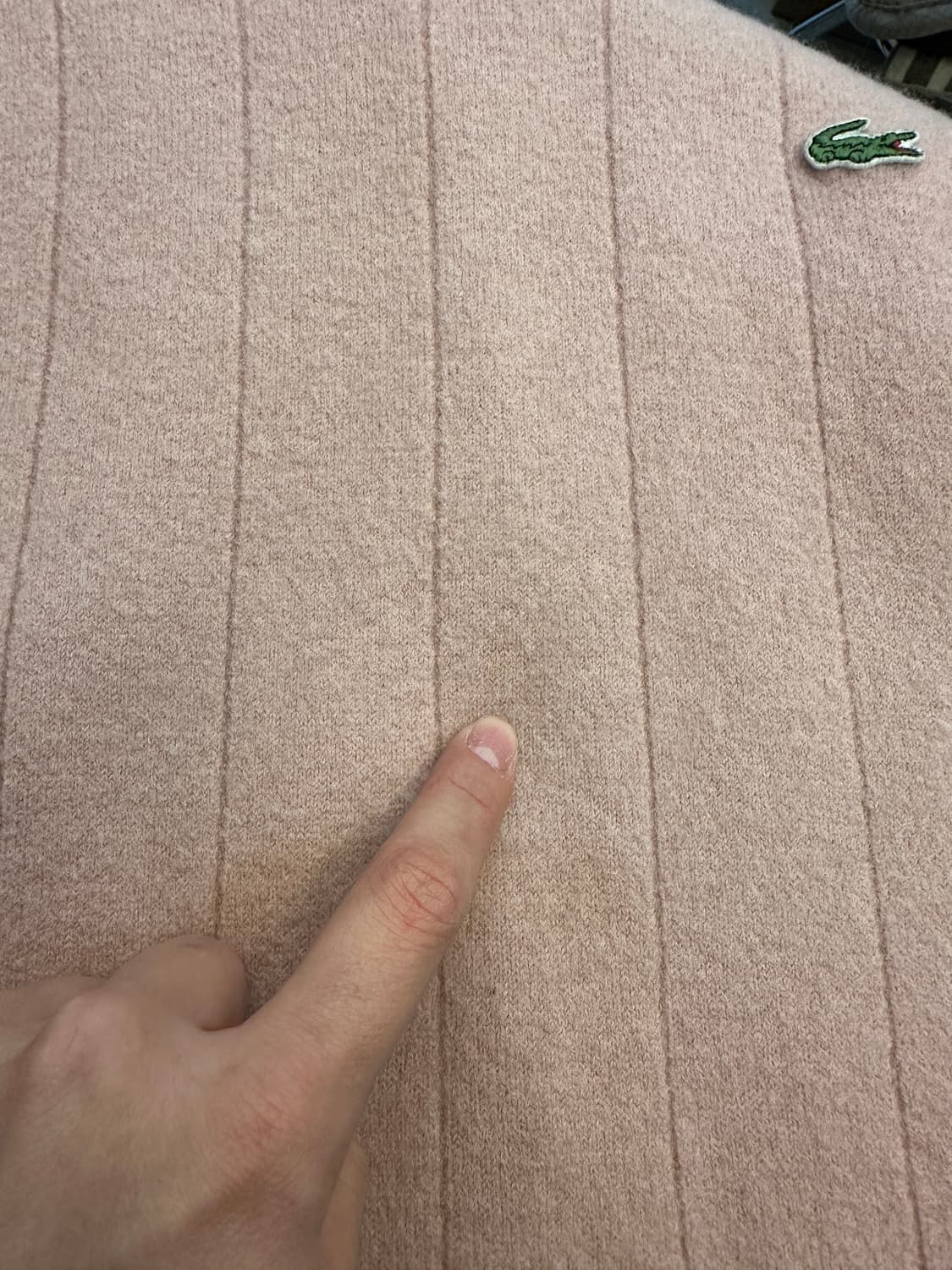 105) 라코스테 핑크 니트 티셔츠 어깨 지퍼 상품이미지7