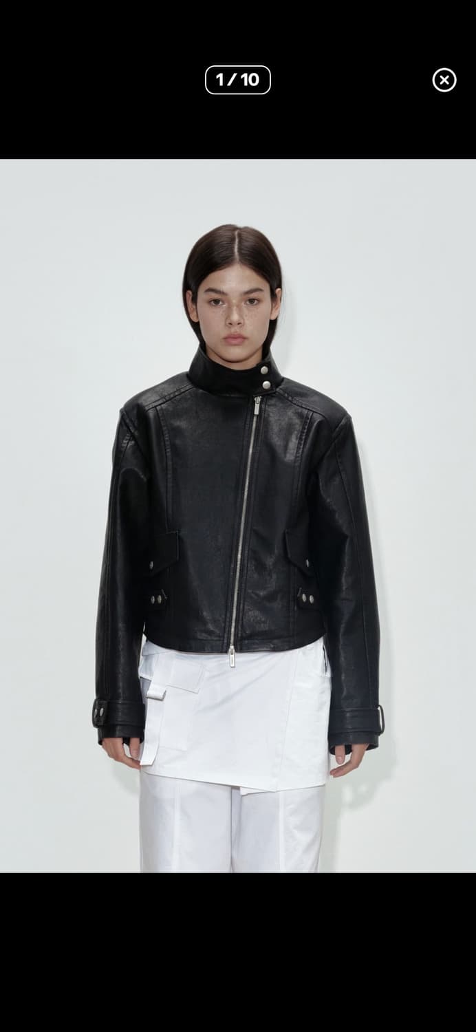 LEATHER ZIPPER JACKET / BLACK 상품이미지1