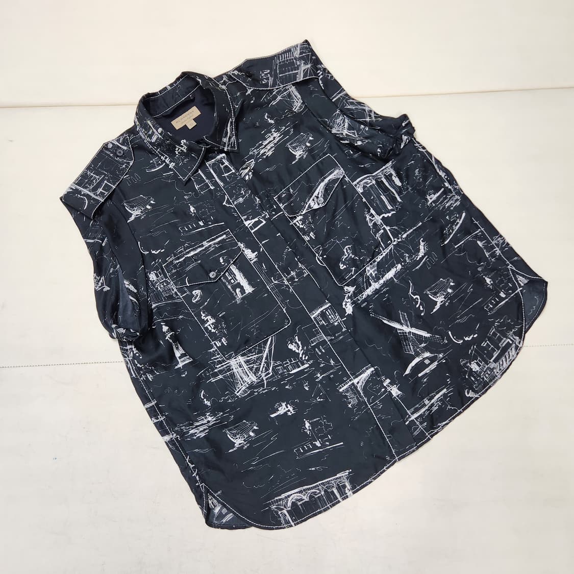 정품 버버리 여성 민소매 실크 블라우스 셔츠 Uk14 99 상품이미지2