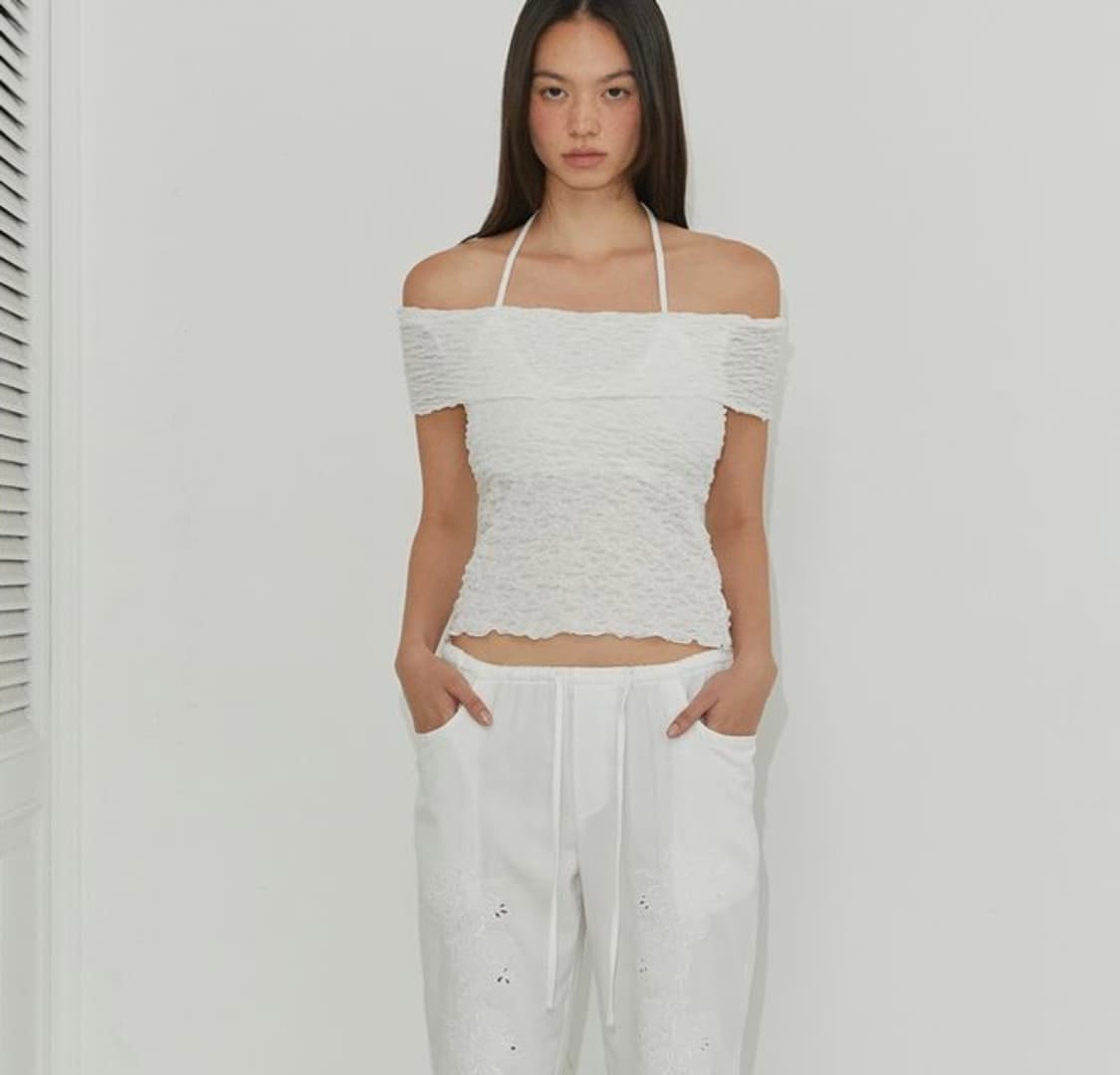 Lace Halter Layer Top / Ivory 상품이미지1