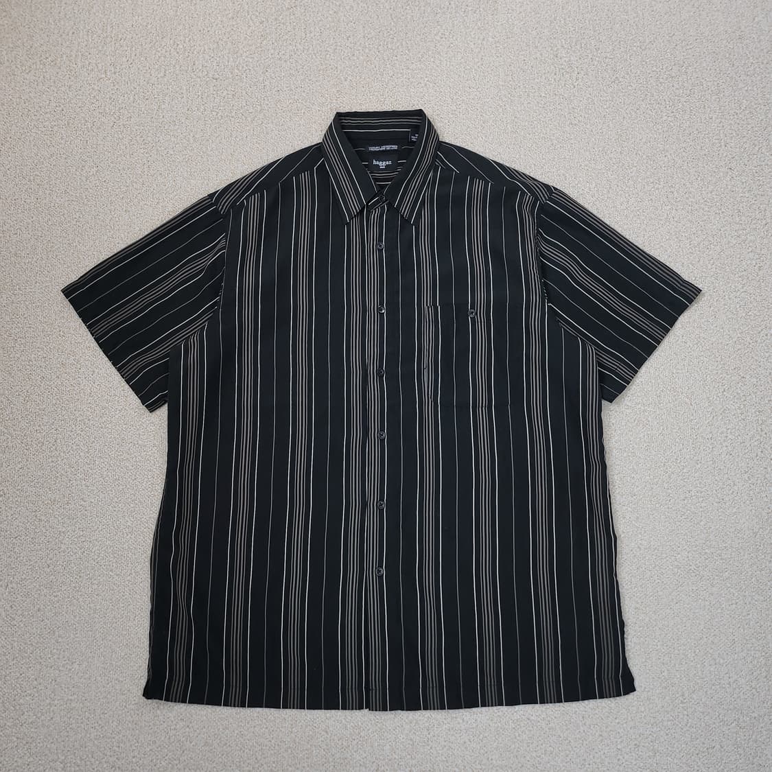 (L)haggar 남자 스트라이프 반팔 셔츠 브라운 갈색 남방 상품이미지6