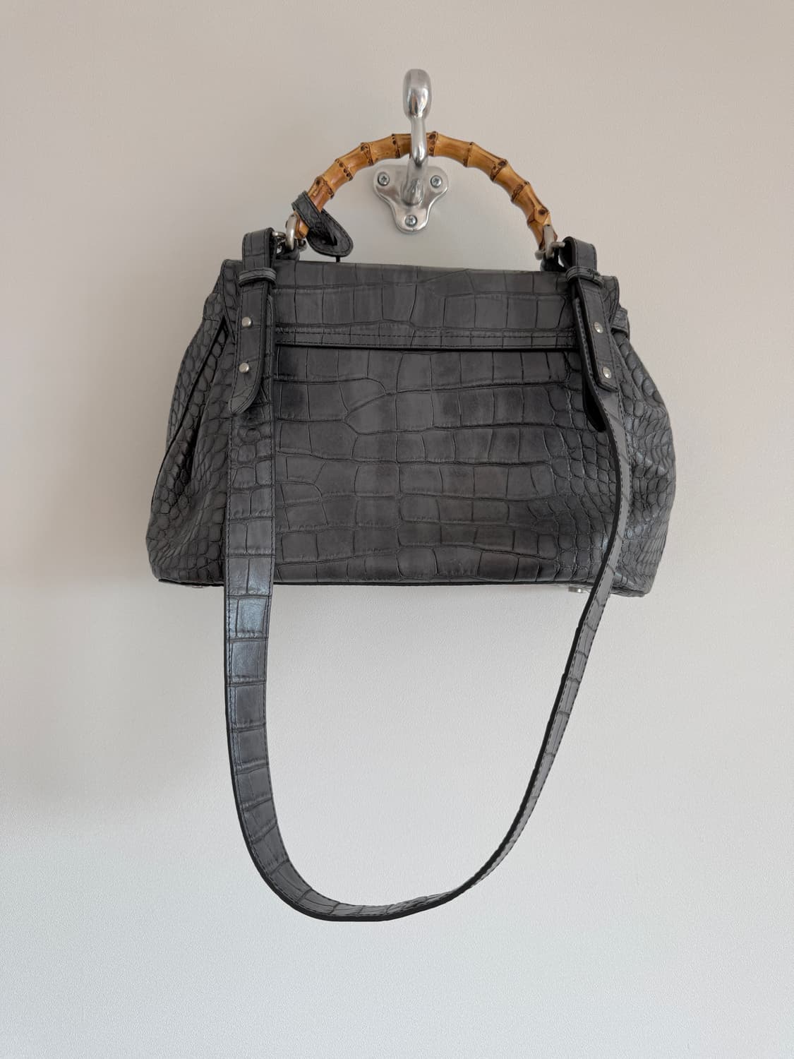 CLAUDIA 크로커패턴 뱀부 토트백(ITALY, 숄더 가능) 상품이미지7