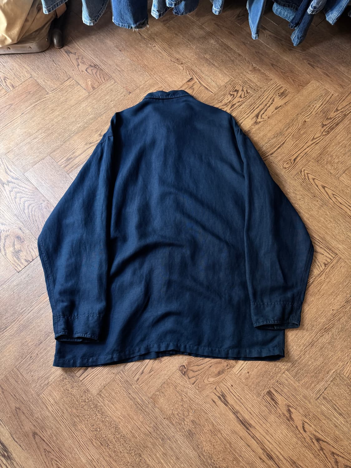 [XL]빈티지 3포켓 다크네이비 린넨 프렌치 워크 자켓 상품이미지6