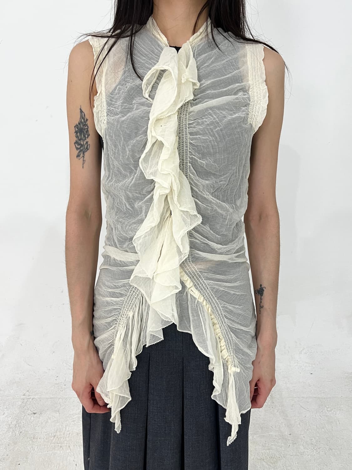 Dkny frill sheer sleeveless 상품이미지1
