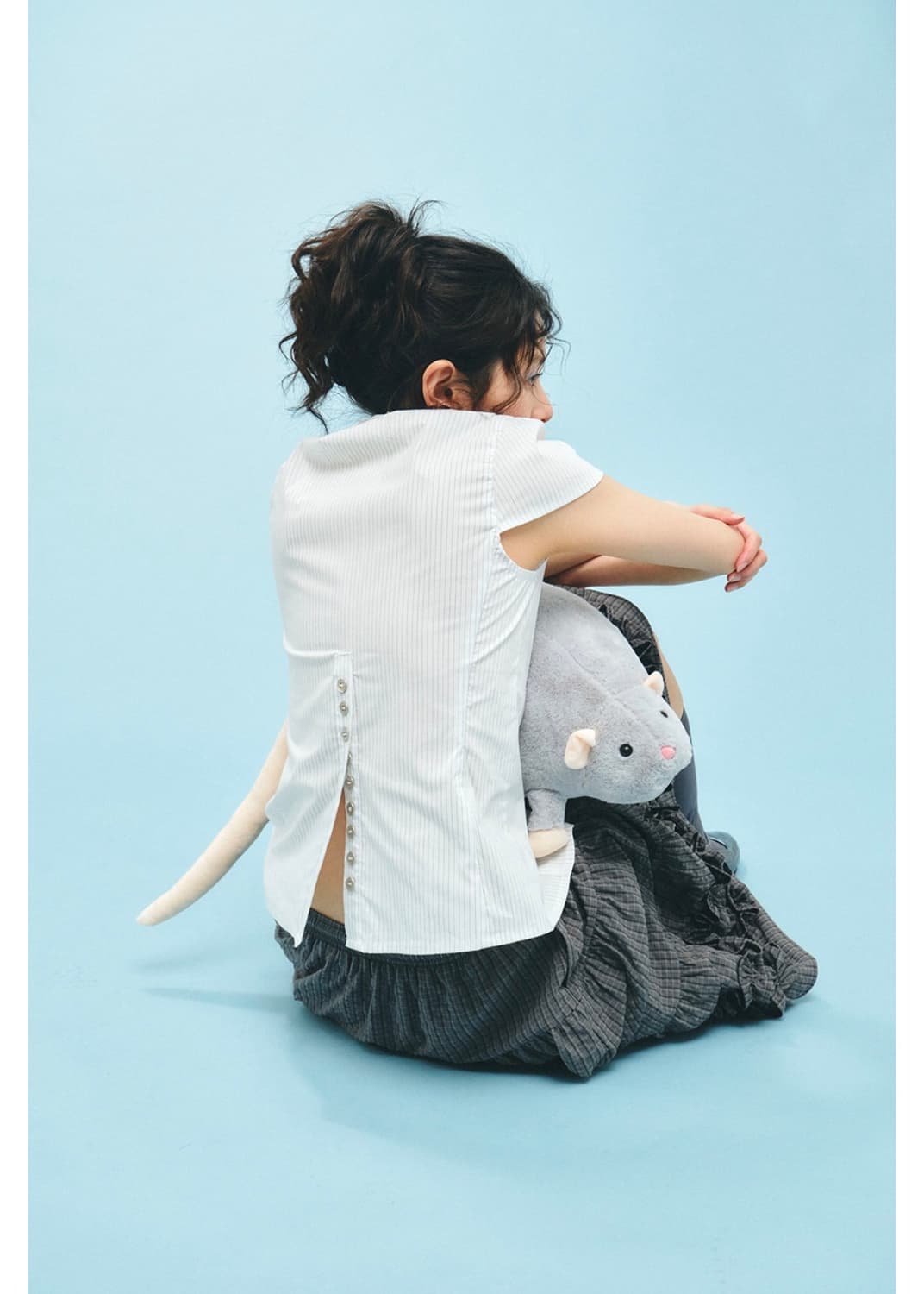 Plzproject 핀 스트라이프 버튼 탑 셔츠 상품이미지2