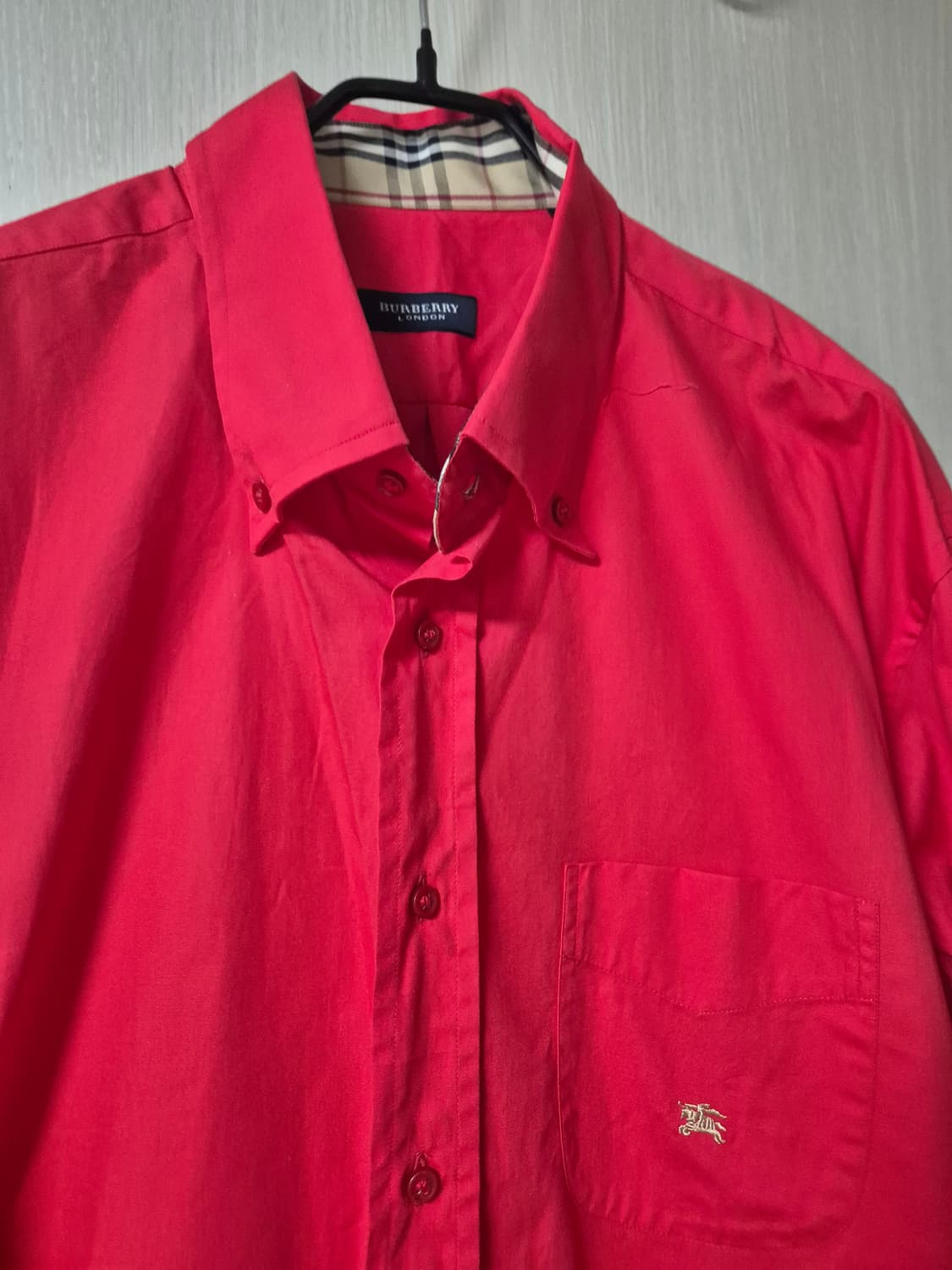 (정품) 버버리 레드 셔츠 체크라인 셔츠 남방 6  상품이미지4
