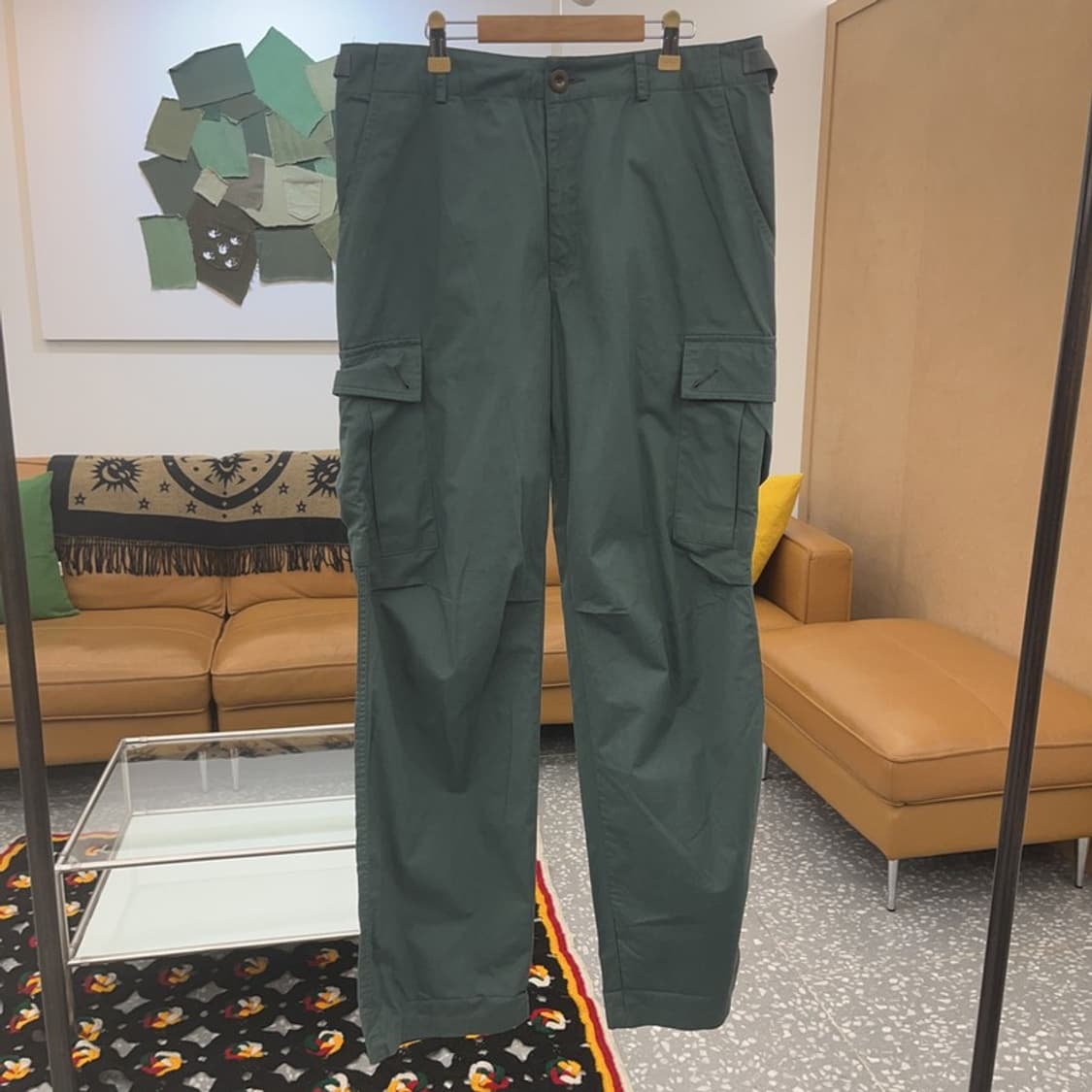 빈티지 스트릿 힙합 올리브 그린 스트랩 카고팬츠 M C06754 상품이미지3