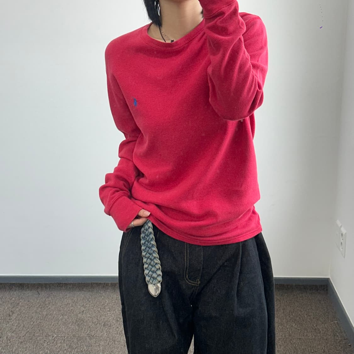 Polo 블루 포니 레드 와플 니트 상품이미지2