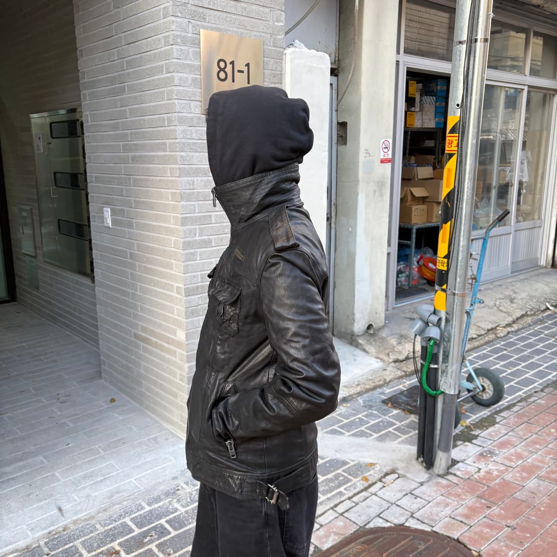 슈퍼드라이 라이언 바이커 블랙 레더 모토 자켓 상품이미지2