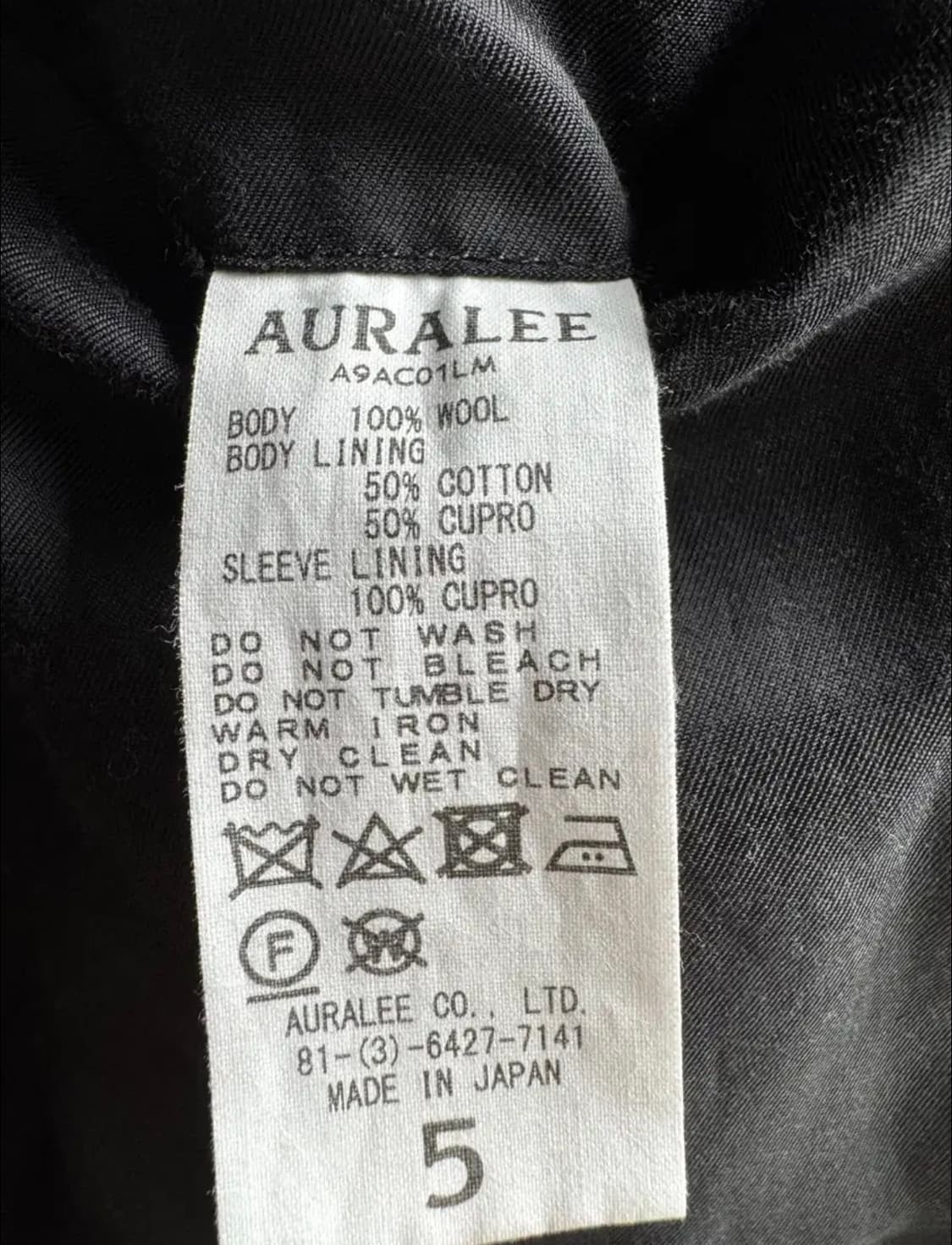 오라리 라이트 멜튼 코트 블랙 5사이즈 상품이미지3