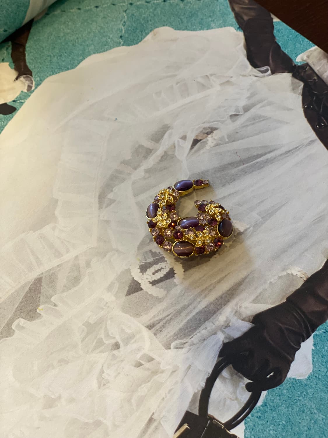 빈티지 퍼플 캣아이 브로치 상품이미지5