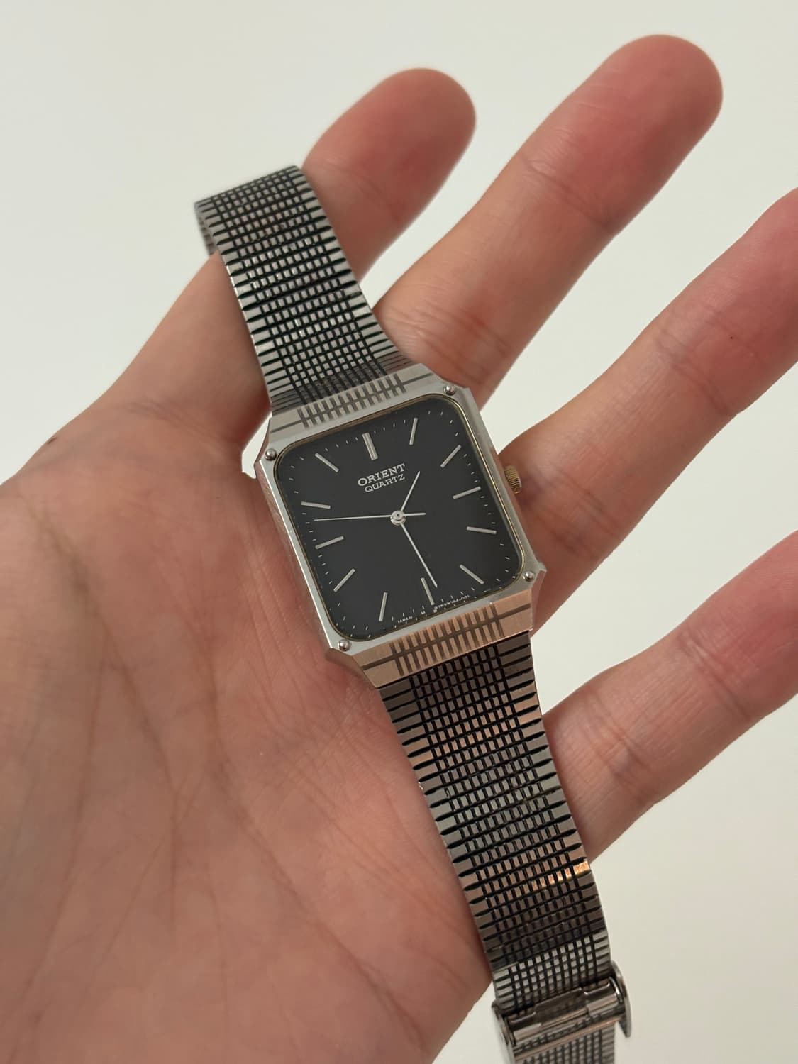 80s Black Stripe Silver Square Quartz 상품이미지2