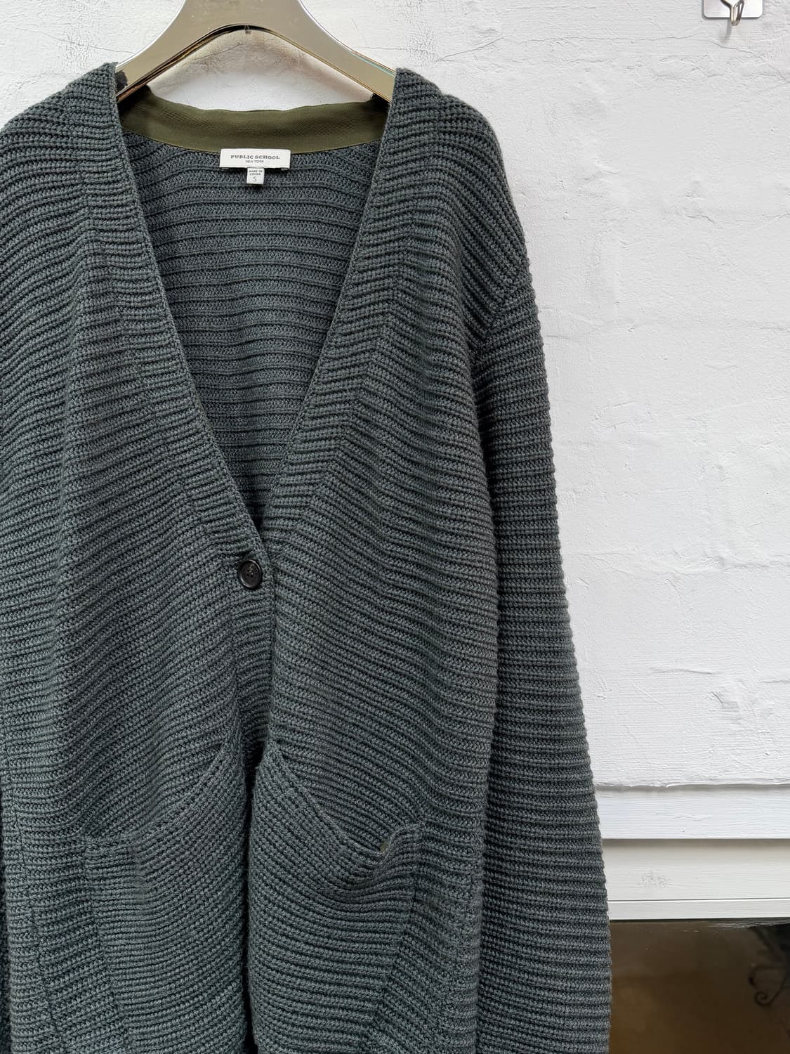 Public School 메리노 울 블렌드 롱 가디건 그린 S 상품이미지3