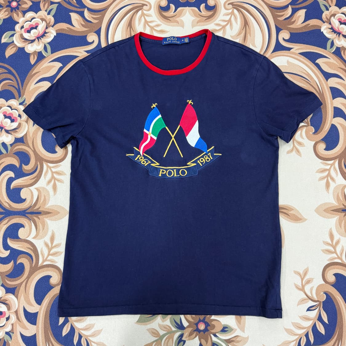 (M)폴로 랄프로렌 크로스 플래그 반팔티셔츠(네이비) 상품이미지1